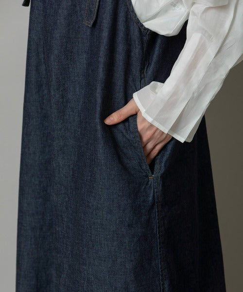 【10/18インスタライブ商品】MUNICH(ミューニック) 6.5ozスラブデニムフレアサロペット MN242N14