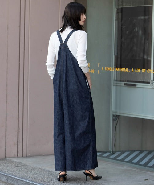 【10/18インスタライブ商品】MUNICH(ミューニック) 6.5ozスラブデニムフレアサロペット MN242N14