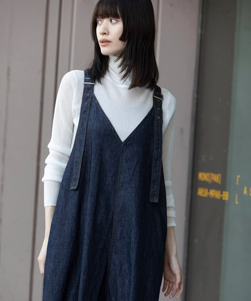 【10/18インスタライブ商品】MUNICH(ミューニック) 6.5ozスラブデニムフレアサロペット MN242N14