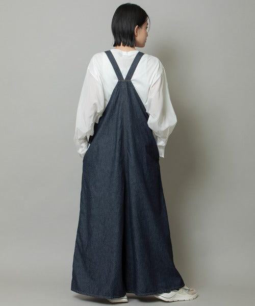 【10/18インスタライブ商品】MUNICH(ミューニック) 6.5ozスラブデニムフレアサロペット MN242N14