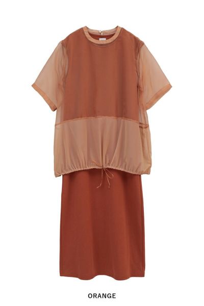 メッシュレイヤードワンピース