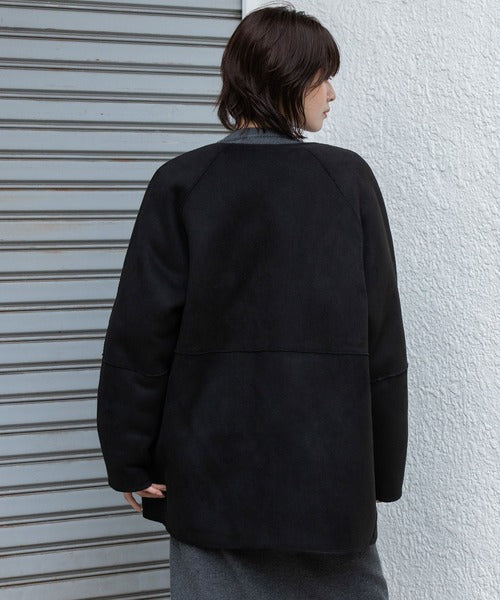 【10/18インスタライブ商品】MUNICH(ミューニック) ウールシープボアムートンリバーシブルノーカラーコート MN252C56