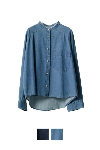 パールボタンデニムシャツ