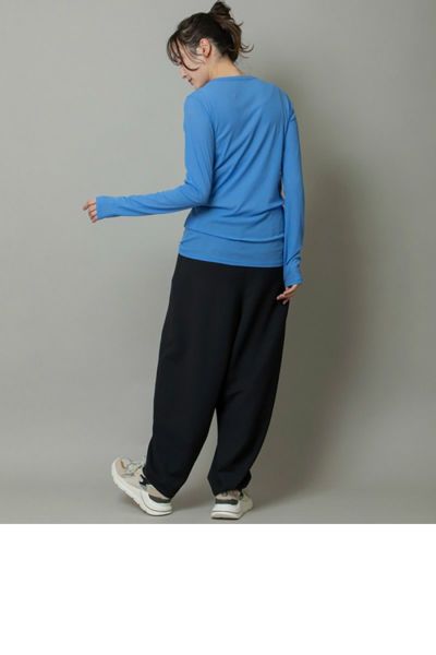 シアーストレッチリブクルーネックプルオーバー