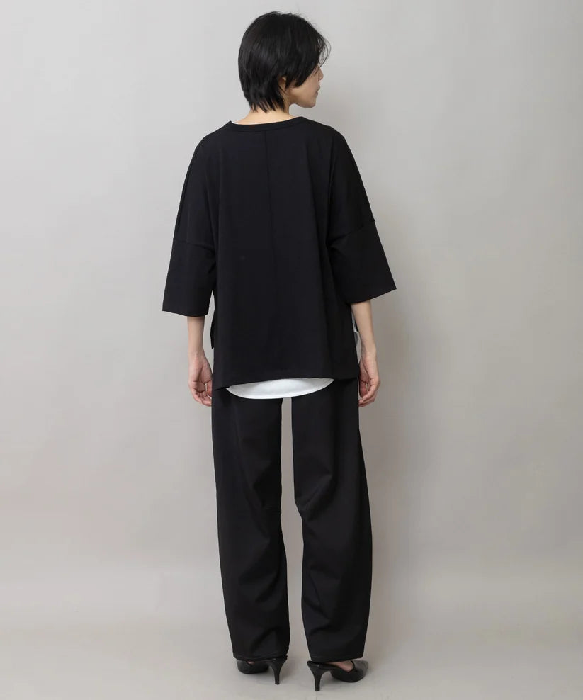 【2026/08/17ライブアイテム】MUNICH(ミューニック) コットンレーシージャガード×ジャージ ワイドTシャツ MN262U09