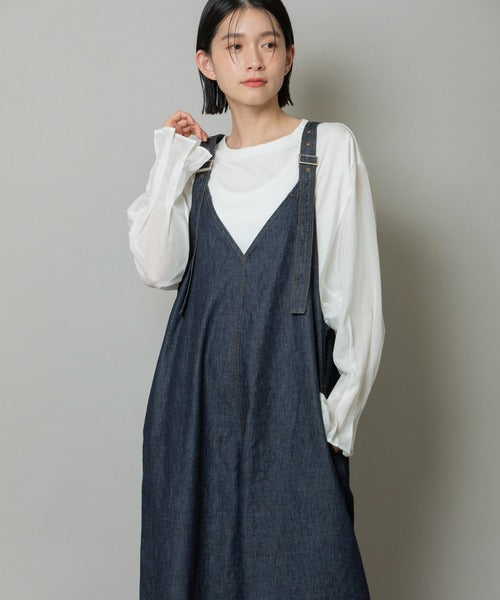 【10/18インスタライブ商品】MUNICH(ミューニック) 6.5ozスラブデニムフレアサロペット MN242N14