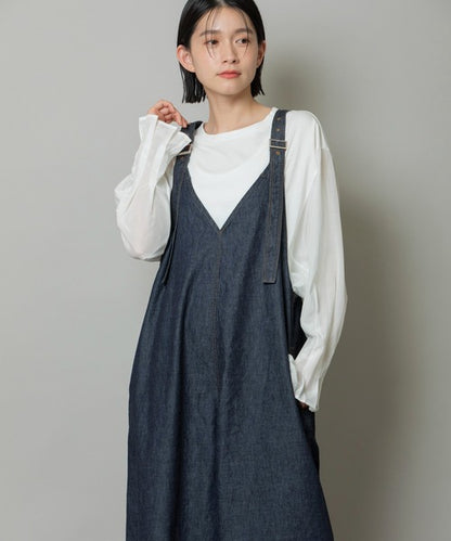 【10/18インスタライブ商品】MUNICH(ミューニック) 6.5ozスラブデニムフレアサロペット MN242N14