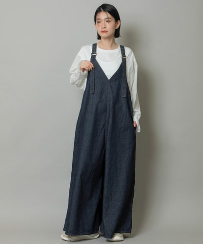 【10/18インスタライブ商品】MUNICH(ミューニック) 6.5ozスラブデニムフレアサロペット MN242N14