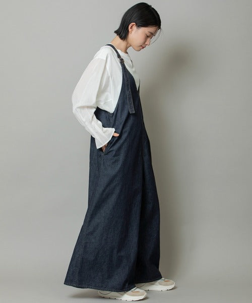 【10/18インスタライブ商品】MUNICH(ミューニック) 6.5ozスラブデニムフレアサロペット MN242N14