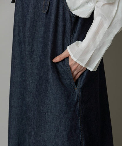 【10/18インスタライブ商品】MUNICH(ミューニック) 6.5ozスラブデニムフレアサロペット MN242N14