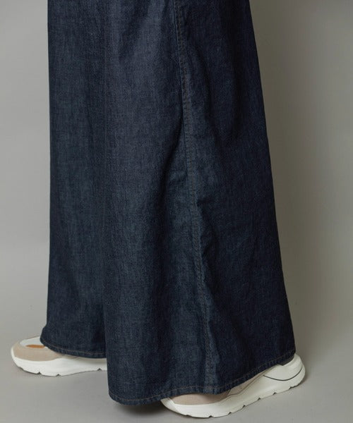 【10/18インスタライブ商品】MUNICH(ミューニック) 6.5ozスラブデニムフレアサロペット MN242N14