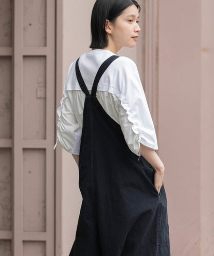 【10/18インスタライブ商品】MUNICH(ミューニック) 6.5ozスラブデニムフレアサロペット MN242N14