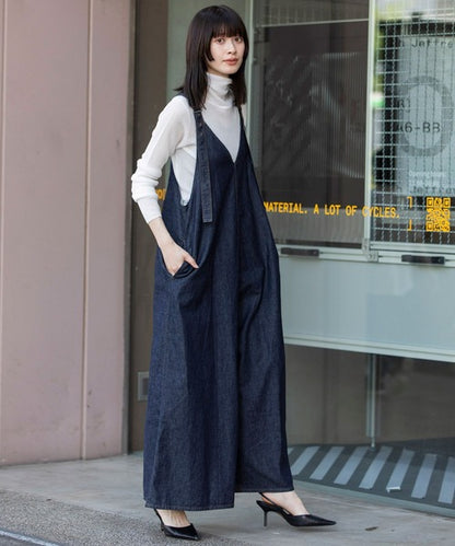 【10/18インスタライブ商品】MUNICH(ミューニック) 6.5ozスラブデニムフレアサロペット MN242N14