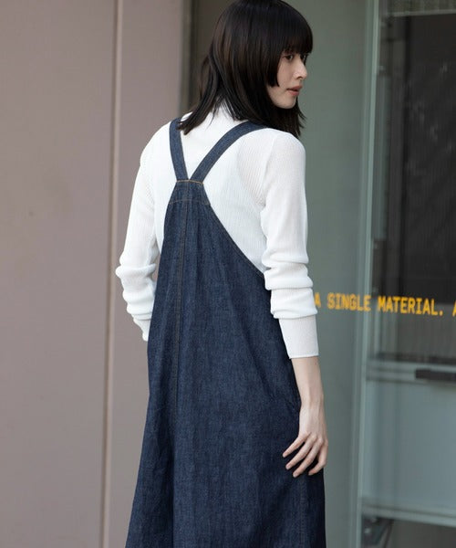 【10/18インスタライブ商品】MUNICH(ミューニック) 6.5ozスラブデニムフレアサロペット MN242N14