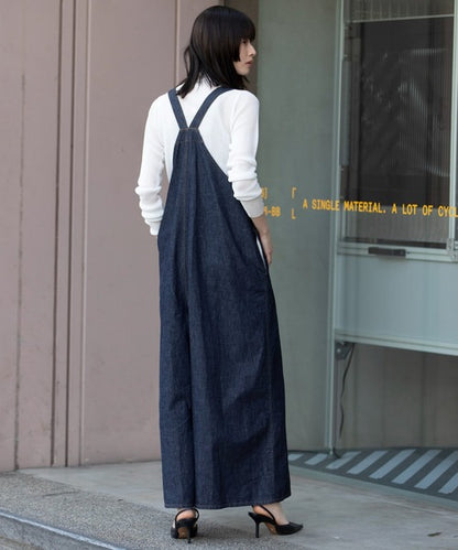 【10/18インスタライブ商品】MUNICH(ミューニック) 6.5ozスラブデニムフレアサロペット MN242N14