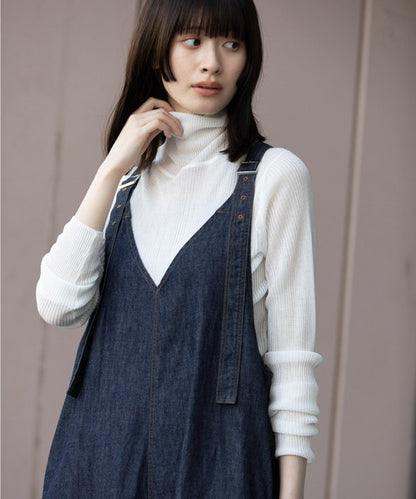 【10/18インスタライブ商品】MUNICH(ミューニック) 6.5ozスラブデニムフレアサロペット MN242N14
