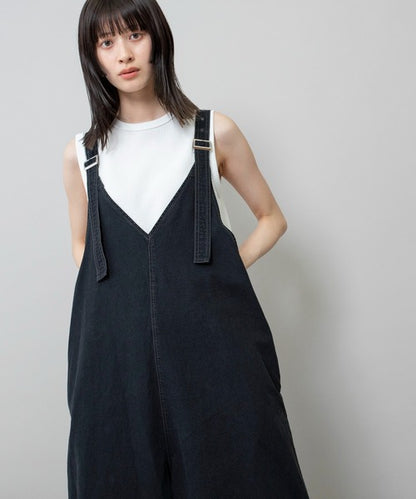 【10/18インスタライブ商品】MUNICH(ミューニック) 6.5ozスラブデニムフレアサロペット MN242N14