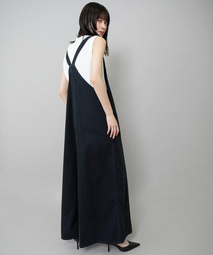 【10/18インスタライブ商品】MUNICH(ミューニック) 6.5ozスラブデニムフレアサロペット MN242N14
