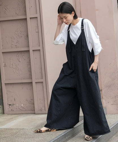 【10/18インスタライブ商品】MUNICH(ミューニック) 6.5ozスラブデニムフレアサロペット MN242N14