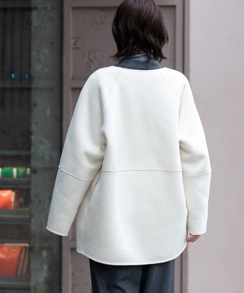 【10/18インスタライブ商品】MUNICH(ミューニック)　ウールシープボアムートンリバーシブルノーカラーコート　MN252C56