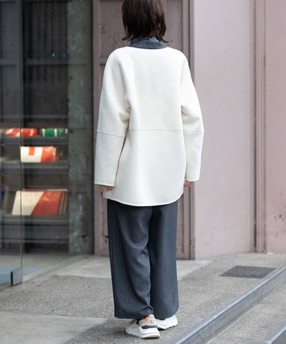 【10/18インスタライブ商品】MUNICH(ミューニック)　ウールシープボアムートンリバーシブルノーカラーコート　MN252C56