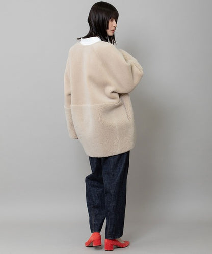 【10/18インスタライブ商品】MUNICH(ミューニック)　ウールシープボアムートンリバーシブルノーカラーコート　MN252C56