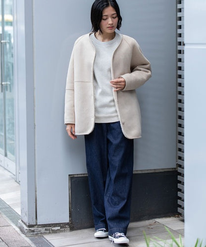 【10/18インスタライブ商品】MUNICH(ミューニック)　ウールシープボアムートンリバーシブルノーカラーコート　MN252C56