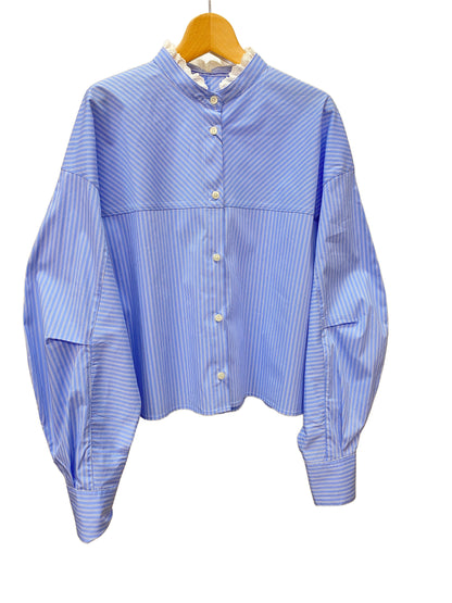 Audrey and John Wad（オードリーアンドジョンワッド) 着脱レース襟付きバンドカラーシャツ L6100