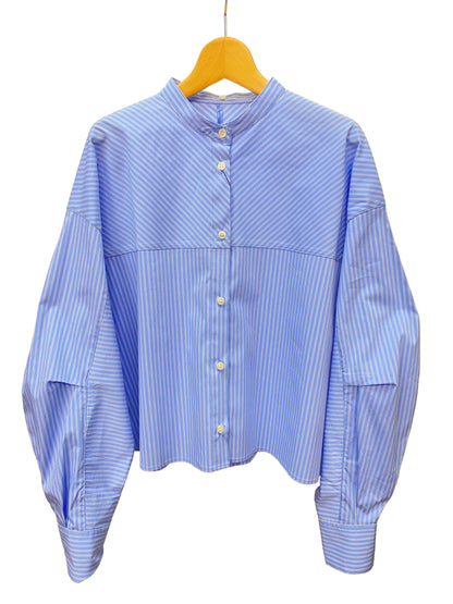 Audrey and John Wad（オードリーアンドジョンワッド) 着脱レース襟付きバンドカラーシャツ L6100