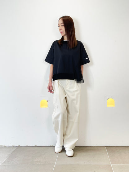 MARECHAL(マルシャルテル) Rib×Tulle Tops ZMT252BL116