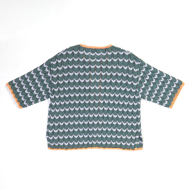 Johnbull (ジョンブル) ラッフルボーダーリボンニットカーデ JL241N11