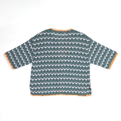 Johnbull (ジョンブル) ラッフルボーダーリボンニットカーデ JL241N11