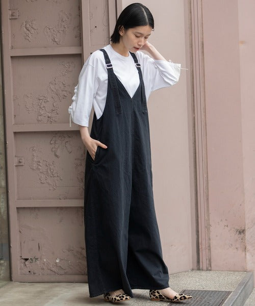 【10/18インスタライブ商品】MUNICH(ミューニック) 6.5ozスラブデニムフレアサロペット MN242N14