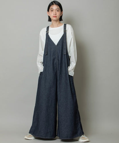 【10/18インスタライブ商品】MUNICH(ミューニック) 6.5ozスラブデニムフレアサロペット MN242N14