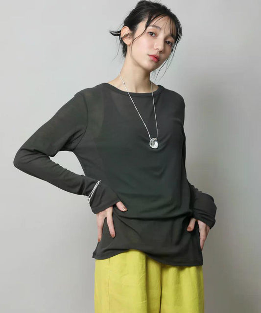 MUNICH(ミューニック)  シアーストレッチリブクルーネックプルオーバー MN242U17