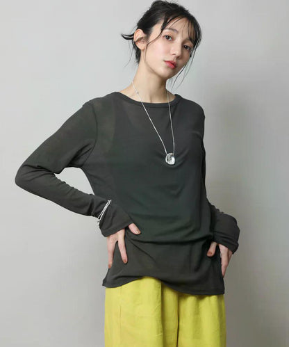 MUNICH(ミューニック)  シアーストレッチリブクルーネックプルオーバー MN242U17