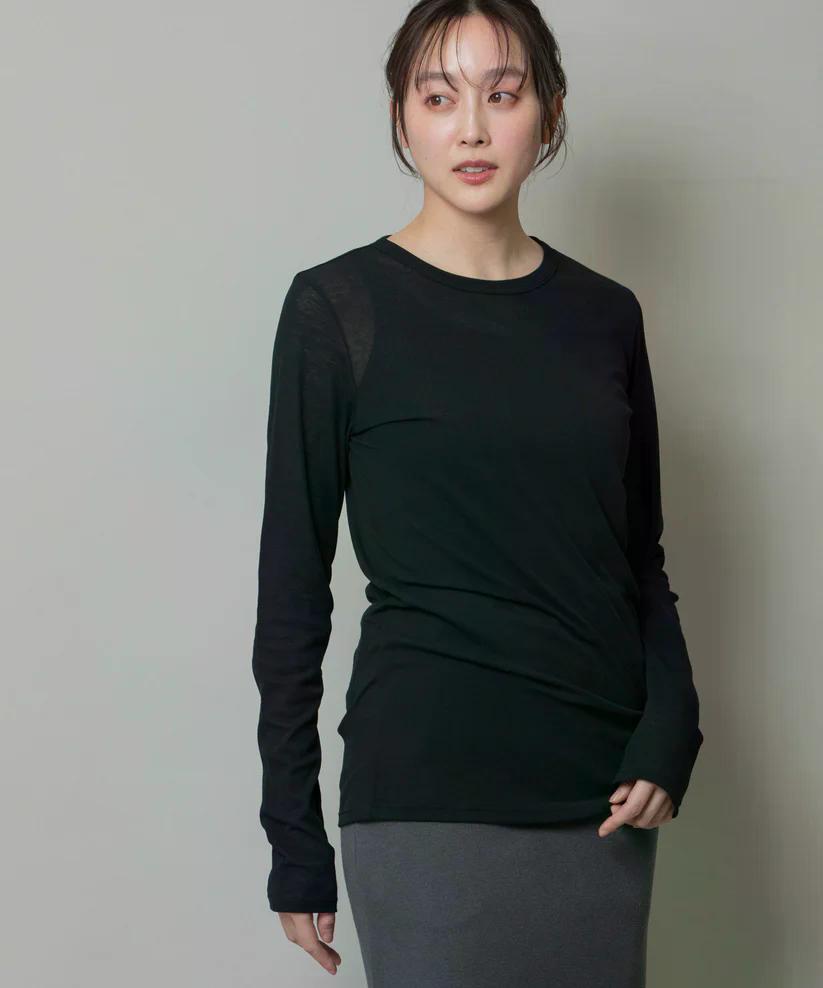 MUNICH(ミューニック)  シアーストレッチリブクルーネックプルオーバー MN242U17