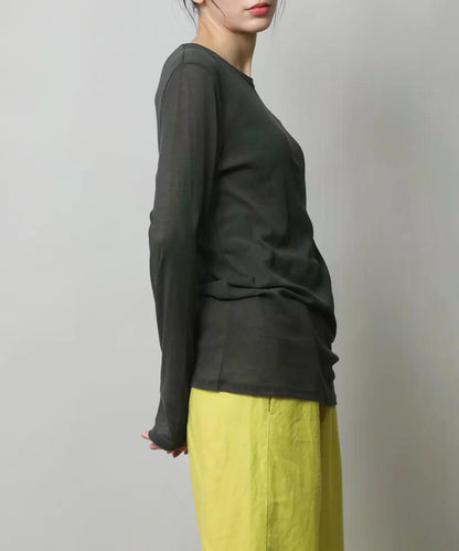 MUNICH(ミューニック)  シアーストレッチリブクルーネックプルオーバー MN242U17