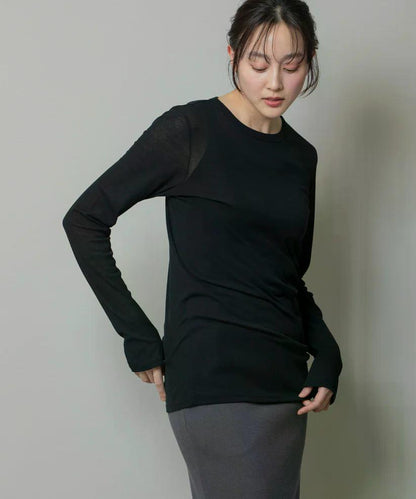 MUNICH(ミューニック)  シアーストレッチリブクルーネックプルオーバー MN242U17