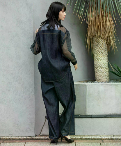 MUNICH(ミューニック) デニム＆ヒッコリー ワイドイージーパンツ MN251P30