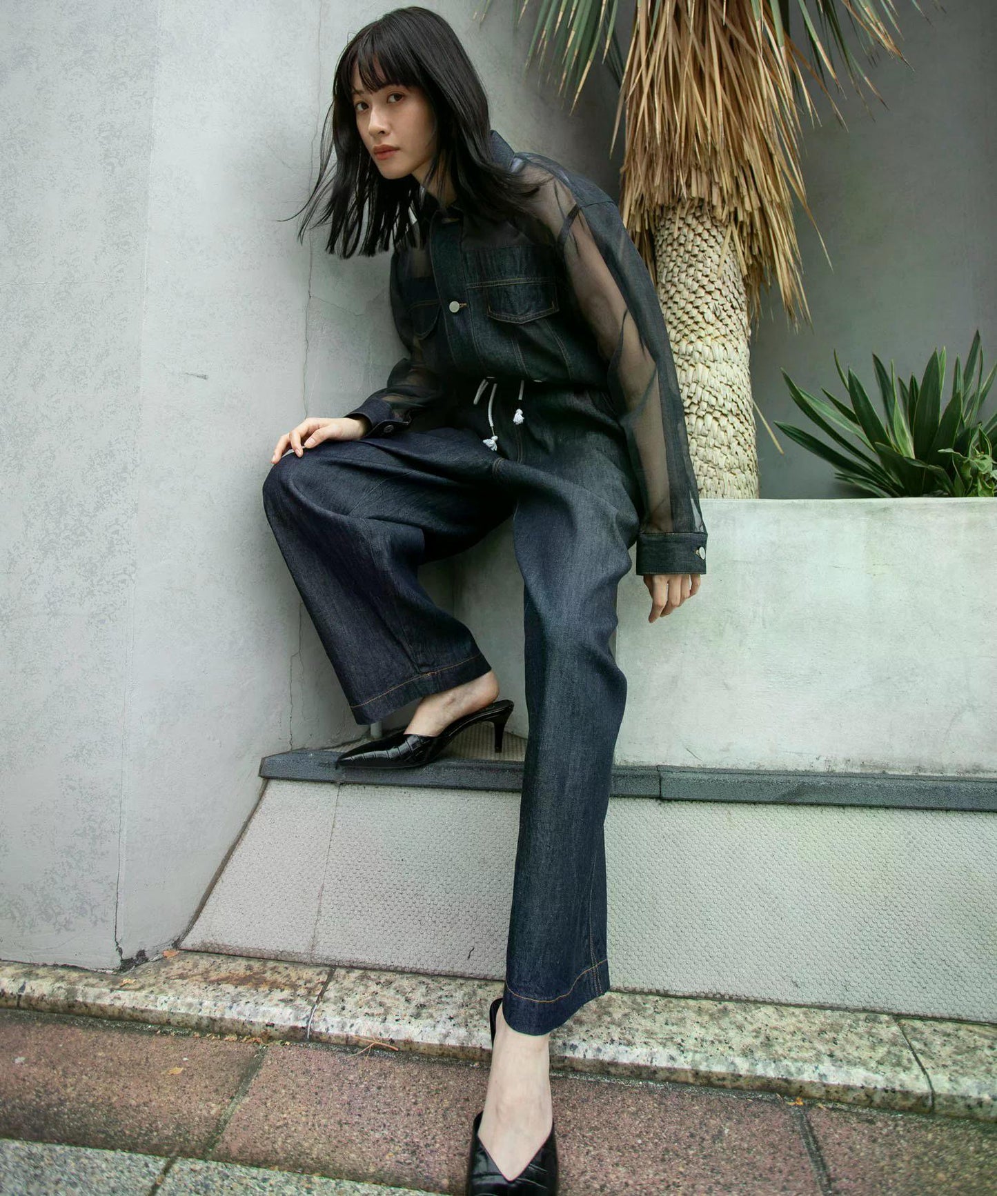 MUNICH(ミューニック) デニム＆ヒッコリー ワイドイージーパンツ MN251P30