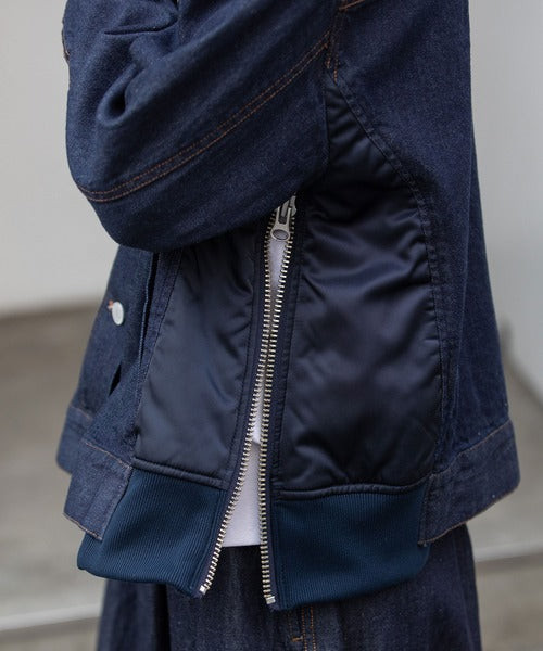MUNICH(ミューニック) デニム×ナイロンツイルドッキングトラッカージャケット MN252B31