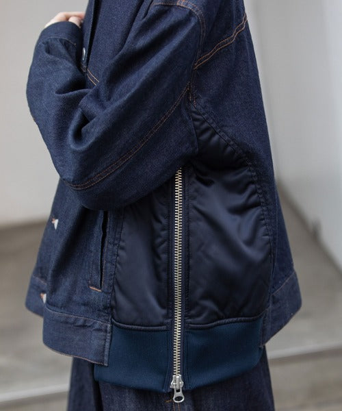 MUNICH(ミューニック) デニム×ナイロンツイルドッキングトラッカージャケット MN252B31