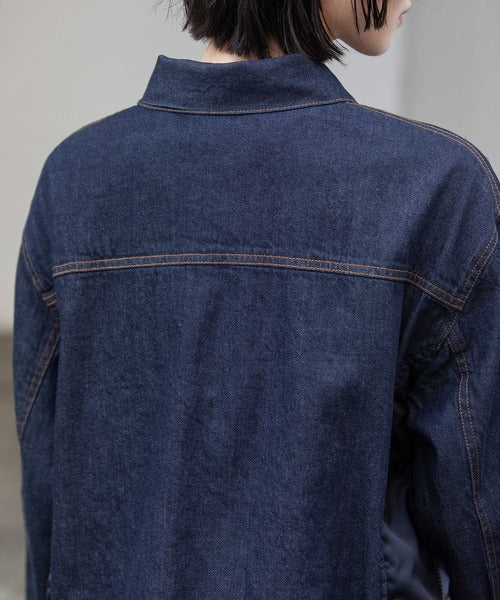 MUNICH(ミューニック) デニム×ナイロンツイルドッキングトラッカージャケット MN252B31