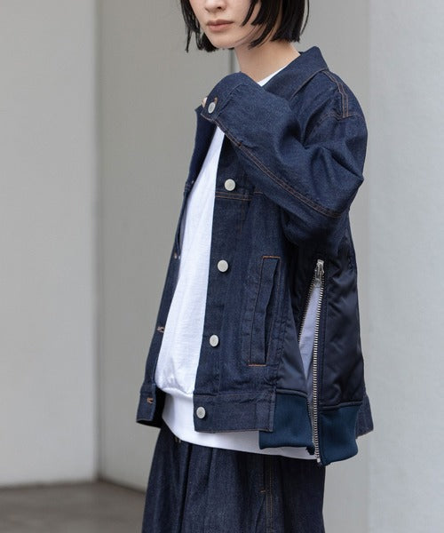 MUNICH(ミューニック) デニム×ナイロンツイルドッキングトラッカージャケット MN252B31