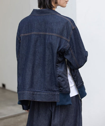 MUNICH(ミューニック) デニム×ナイロンツイルドッキングトラッカージャケット MN252B31