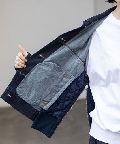 MUNICH(ミューニック) デニム×ナイロンツイルドッキングトラッカージャケット MN252B31