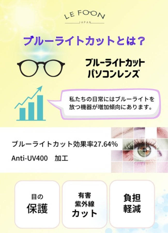 LE FOON(ルフォーン) Cat eye(キャットアイ) 男女兼用 ブルーライトカット PCメガネ AB307
