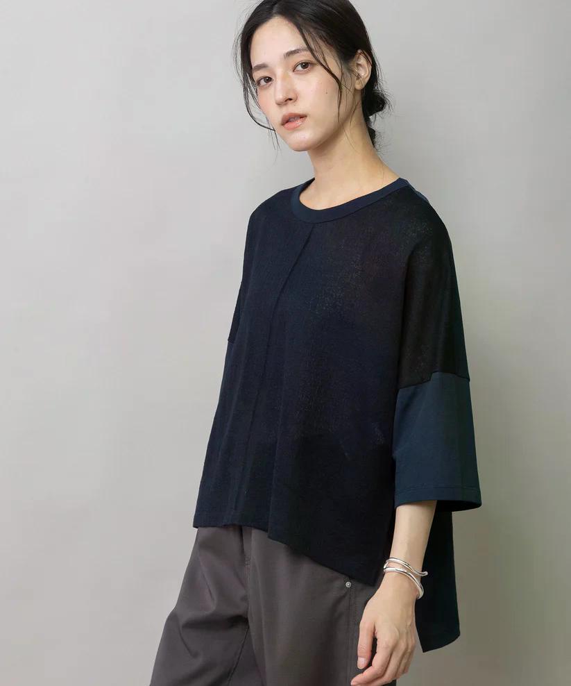 【2026/08/17ライブアイテム】MUNICH(ミューニック) コットンレーシージャガード×ジャージ ワイドTシャツ MN262U09