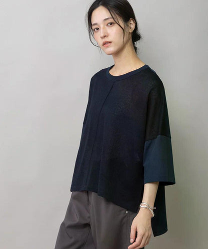 【2026/08/17ライブアイテム】MUNICH(ミューニック) コットンレーシージャガード×ジャージ ワイドTシャツ MN262U09